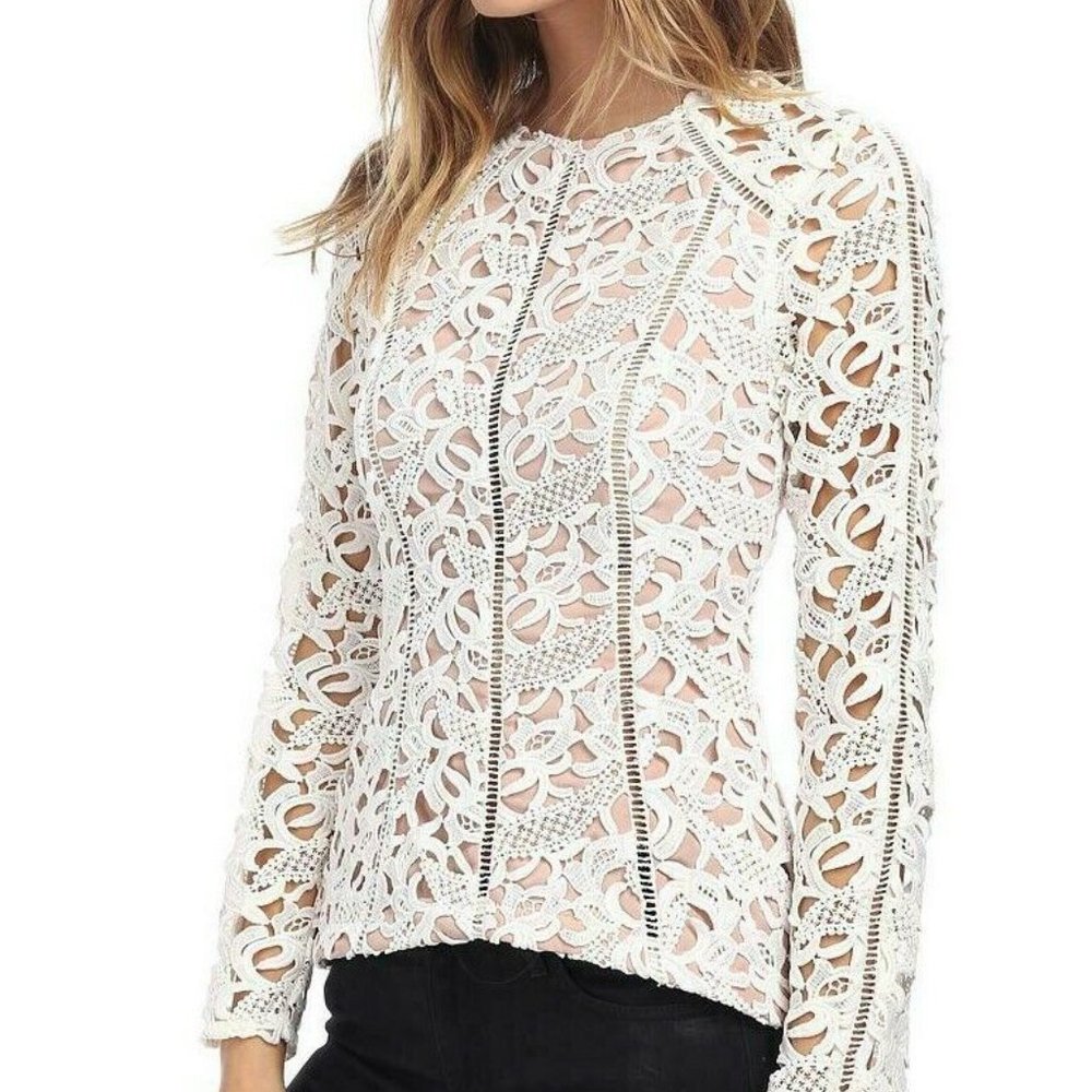 Style Stalker White Lace Long Sleeve Top